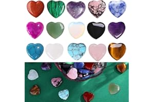 PANYI 15 Pcs Healing Crystals Heart Stones,Multi Polished Pocket Stone,Natural Heart Stones Set,for Meditation, Chakra Balancing, Yoga, Home Decoration