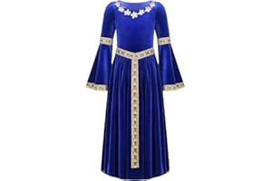 Alvivi Mittelalterliches Kleid Mädchen Mittelalter Kleid Vintage Bandage Renaissance Kleid Maxikleid Cosplay Karneval Fasching Partykleid