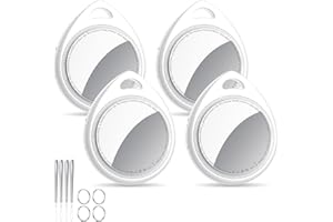 QCOQ Air Tracker Tags 4er Pack Perlweiß, Smart KeyFinder Tag Kompatibel mit Apple Wo ist? APP (iOS NUR) mit Schlüsselband, Koffer Tracker für Gepäck/Taschen/Key, Austauschbarer Akku
