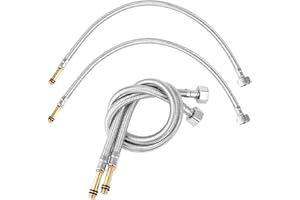 Huayue 4pcs Tuyau De Raccordement Flexible, Tuyau d'Alimentation Pour Robinet M10 x 1/2 Bsp x 500 Mm Tuyau Flexible Robinet Lavabo Pour Évier Mitigeur De Robinet Monobloc