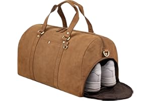 STILORD 'Ventura' Leder Weekender Herren & Damen Groß mit Schuhfach als Saunatasche Elegante Sporttasche XL Arzttasche Leder Kreissaaltasche Reisetasche Handgepäck Echtleder, Farbe:tan - Dunkelbraun