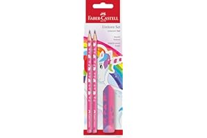 Faber-Castell 111516 - Set d'écriture licorne avec crayons HB et gomme, set d'école pour enfants