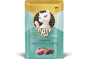 SOUL PET KITTY Cat Paté jagnięcina i wątróbka drobiowa, 6 x 85 g, mokra karma dla kotów, bezzbożowa karma dla kotów z tauryną, olejem z łososia i małżem zielonowargowym, pełnoporcjowa pasza o dużej zawartości