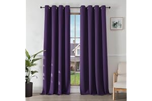 Joydeco Tende Oscuranti per Interni 2 Pezzi, Tende Termiche con Occhielli per Soggiorno Moderne, Cameretta Bambini, Camera da Letto Blackout Curtains(2xL140xA260,Viola Scuro)