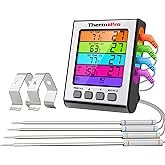 ThermoPro TP17H Digitales Grill-Thermometer Bratenthermometer Fleischthermometer Ofenthermometer mit 4 Edelstahlsonden, Blaue