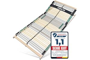 Sleepneo Lattenrost 140x200 Premium Strong bis 200Kg, Kopfteil verstellbar, 7-Zonen-Lattenrost mit 42 Latten, Made in Germany, extra stabil aus Buchenholz
