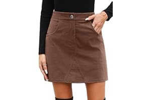 heekpek Gonna Corta Donna Autunno Invernale Vita Alta Elegante Minigonna Linea A Casual Gonne Invernali in Velluto a Coste con Tasche e Fodera