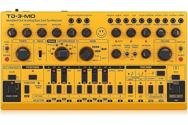 Behringer TD-3-MO-AM Desktop Synthesizer – “Modded Out” Analog Bass Line Synthesizer (Amber Color) – for Synthesizer Musicians