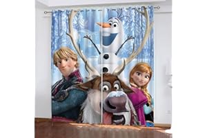 SMNVCKJ Frozen ELSA Tenda oscurante in tessuto impermeabile, per cameretta dei bambini, stampa digitale 3D, 100% poliestere (10,100 × 140 cm)