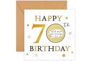 WenmthG 70th Birthday Cards with Envelope - Scratch Cards with Scratch off Stickers - Scratch to Reveal - Surprise Gift Novelty - Birthday Greeting Card Personalised for Men Women