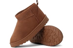 INNERSECT CO Kids’ Faux Suede Winter Boots – Warm Faux Fur Lined Ankle Shoes | Non-Slip Rubber Sole Cosy Snow Boots for Boys and Girls