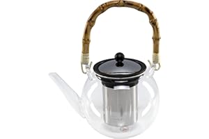 Bodum 11806-139 Assam Teebereiter mit Edelstahlfilter und Henkel, Glas, Bambus/Transparent Edelstahl, 1 L, 14.8 x 19.1 x 24.5 cm, 1 Einheiten