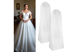 DUBUOZA 2 Piezas Funda Traje 180x60cm Bolsa de Ropa con Cremallera, Adecuada para Vestidos de Novia, Vestidos, Abrigos, Abrigos Largos, etc