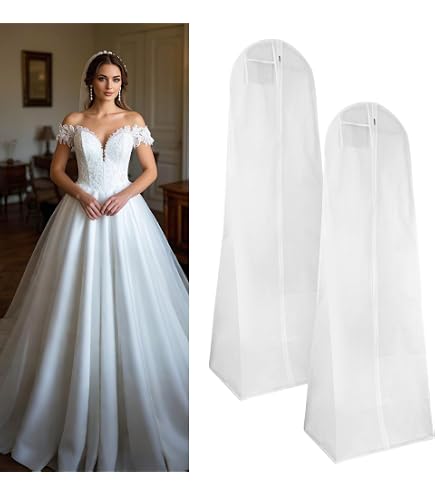 Custodia Protettiva Traspirante Prom-near Per Abiti Lunghi: Copriabito In Tessuto Non Tessuto Per Abiti Da Sposa, Abiti Da Sera, Cappotti. Antipolvere E Batteri, 180x80 Cm, Bianco.