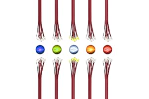 DiCUNO Diodes électroluminescentes micro LED SMD pré-câblées, Mini-lampes 0805 pré-soudées pour bricolage, projets scientifiques, longueur de fil 16 cm, 5 Couleurs, Lot de 100