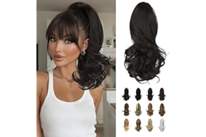 Sofeiyan 13" Ponytail Extension Long Curly Ponytail Clip in Claw Hair Extension Natural Looking Synthetic Hairpiece for Women,4/4A