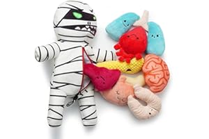 Nocciola Juguetes para Perros Zombie Mummy con órganos: Divertidos Juguetes de Peluche chirriantes para Cachorros, Perros pequeños y medianos, Juguetes de Rompecabezas para Entrenamiento de Perros,
