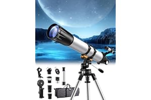 Bellanny Telescopio Astronómicos para Adultos, Telescopios Refractores con Trípode, Telescopios Refracción 90mm Apertura 900mm para Niños Principiantes, Telescope portátil con Barlow, Teléfono Soporte