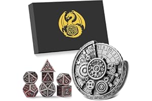 DND DADO Set di Roulette Dadi in Metallo DND, 7-in-1 Dado a Ingranaggio Spinner + 7 Dadi Poliedrici in Metallo D&D, Regalo DND con Scatola Regalo, RPG, MTG, Giochi da Tavolo, Accessori per Giochi di Ruolo