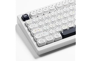 GMKWTL XVX Cute PBT Keycaps, Mao Profile White Keycaps, Clear Keyboard Keycap Sets Compatible with 65% 75% 96% 100% Cherry Gateron MX Switches Mechanical Keyboard
