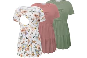 Bearsland kvinnors nursing top 3-pack kortärmad scoop neck nursing skjorta bröstfeeding skjortor