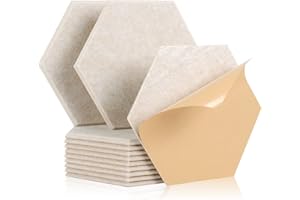 Rdutuok 12 Panneau Acoustique Mural Autocollante,30 x 26 x 1cm Panneaux Acoustiques Hexagonal Auto-Adhésif Pour Studio d'enregistrement,Bureau,Studio et Décoration,Camel