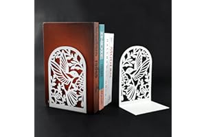 GOSLYLY Serre Livre Blanc-Presse Livre en Métal, Cale Livre pour Décoration Bureau, Écoles, CD, Librairie Étagère à Livres bookends 1 Paire
