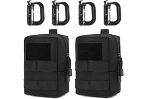 MUCHER 2 Pack Molle Tactical Riñonera EDC Utility Riñonera con 4 Ganchos Mochila Bolsillos adicionales para Exteriores Senderismo Caza Camping Entrenamiento