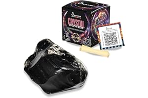 SAMSARA - Pietra Grezza di OSSIDIANA Nera Naturale con Confezione Regalo e Foglietto Informativo | Cristalloterapia, Reiki | Cristallo Energetico Meditazione e Decorazione (Ossidiana Nera)