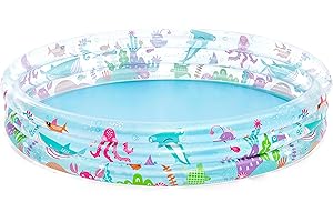 Bestway Pataugeoire Gonflable pour Enfants Trois Anneaux Deep Dive - 183 cm x 183 cm x 33 cm - Multicolore
