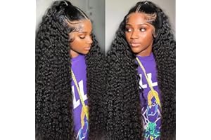 EOOL Perruque Bresilienne Cheveux Humain Deep Wave 200% Densité 13X4 Perruque Femme Naturelle Bouclée sans colle Water Wave HD Lace Front Glueless Wig Human Hair For Women Couleur Naturelle 26 Pouces