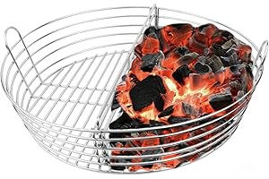 Mydracas Lump Charcoal Fire Basket with Divider Big Green Egg Accessories Ash Basket Stainless Steel Charcoal Basket for XLarge Big Green Egg(with Divider)