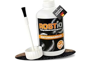 ‎ROSTIO Rostio Rostumwandler 250 ml – mit Pinsel – Rostkonverter & Grundierung – für Auto, Stahl & Eisen – überlackierbar nach 6–8 h – kein Abwaschen – ergiebig bis 5 m²