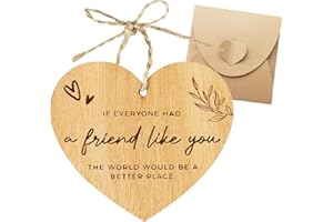 ETHLOMOER 1PCS Wooden Heart Shaped, Best Friend Birthday Gifts, Friendship Gifts for Women, Bestie Gifts, Special Friend Gifts with Kraft Paper Box