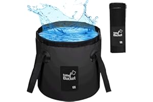 QHKLEW Seau Pliable, Seau Pliable Multifonctionnel, Seau de Pêche Ultraléger pour Lavabo D'extérieur, Lavabo Pliable Seau Randonnée, Fabriqué en Tissu de Bâche Durable (Noir - 12 L)