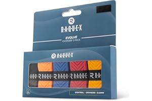 Raquex Evolve Overgrips - 5 Grips - Antidérapantes Multicolores pour Raquette de Tennis, Badminton, Squash, Padel