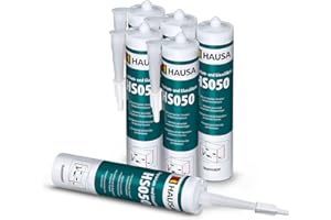 HAUSA Aquarium Silicone Verre Silicone HS050 Colle et mastic silicone professionnels pour aquariums terrariums et constructions en verre Résistant à l'eau douce et à l'eau de mer 6x310ml transparente