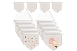 LNRUEG 30PCS Blank Canvas Banners - Wall Decorative DIY Wall Display Hanging Flags, Enamel Pin Wall Display Banners for Enamel Lapel Badge Collection