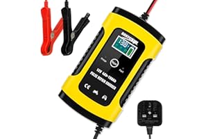 Hutigertech Car Battery Charger & Maintainer 6A 12V Fully Automatic Battery Charger with LCD Screen, Used to Charger, Maintain and Repair Batteries for Cars, Motorcycles, Boat and More