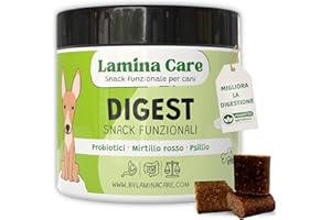 Lamina Care - Snacks con Probiotici per Cani per Apparato Digestivo, Integratori che Favoriscono l'Assorbimento e Riducono i Gas, Masticabile con Fermenti Lattici Cane 90 Snacks