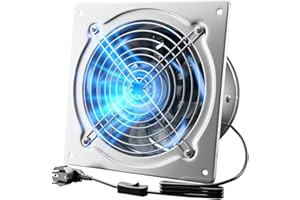 Hon&Guan 10 inch/250 mm Exhaust Fan Kitchen, Powerful Extractor Fan 1680 m3/h with Backdraft Damper, Ventilation Fans Stainless Steel with UK Plug for Kitchen Warehouse Garage Bathroom