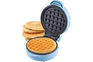 SENSIOHOME Sensio Home Mini Waffle Maker Machine Blue | Non Stick Coating | Recipes Included | Fun Snack Maker | Compact Size | Indicator Light | Cool Touch 550W