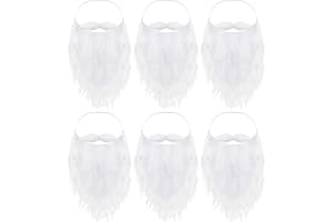 happymas 6X Nikolausbart - Weihnachtsmannbart - als Santa Claus Nikolauskostüm & Weihnachtsmannkostüm - Bart weiß Weiss - zum Verkleiden als Nikolaus - Weihnachtsmann