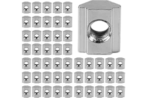 FAFEICY Nakrętki rowkowe T-slot M5, stal węglowa, 50 sztuk, do profili aluminiowych EU20, niklowane