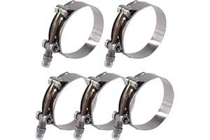 GLARKS 5Pcs 63-71mm Stainless Steel T-Bolt Hose Clamps Turbo Intake Soft Hose Intercooler Clamps