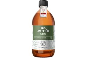 NATURE LOVE® Bio MCT-Öl C8 – 500ml für deine Keto Diät – aus 100% Bio-Kokosöl – für Ketogene Ernährung - geschmacks- und geruchsneutral – exogene Ketone – vegan