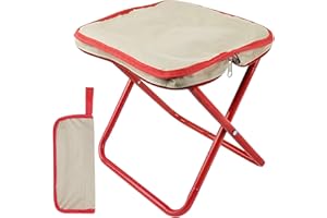 OCCUPATERNM Mini sgabello pieghevole portatile, pieghevole, leggero sgabello pieghevole, per esterni e interni, sedia pieghevole portatile, adatto per viaggi, pesca, barbecue, picnic (rosso + cachi)