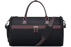 VESSGRA Suit Carrier Garment Bag for Travel, 2 in 1 Convertible Carry On Garment Duffle Suit Bag for Men with Shoes Compartment & Detachable Shoulder Strap