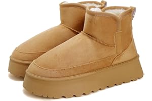 Jifenkla Botas de Nieve Mujer,Botines con diseño de encaje ondulado de moda，Forradas con Pelo Botas de Invierno,Impermeables Antideslizantes Zapatos,Senderismo Deportes Trekking