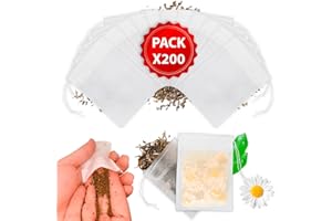 Raxint [Pack x200] Bolsas de Filtro Desechables con Cordón, Bolsas Vacías de Filtro para Té Suelto, (7 x 9 cm)
